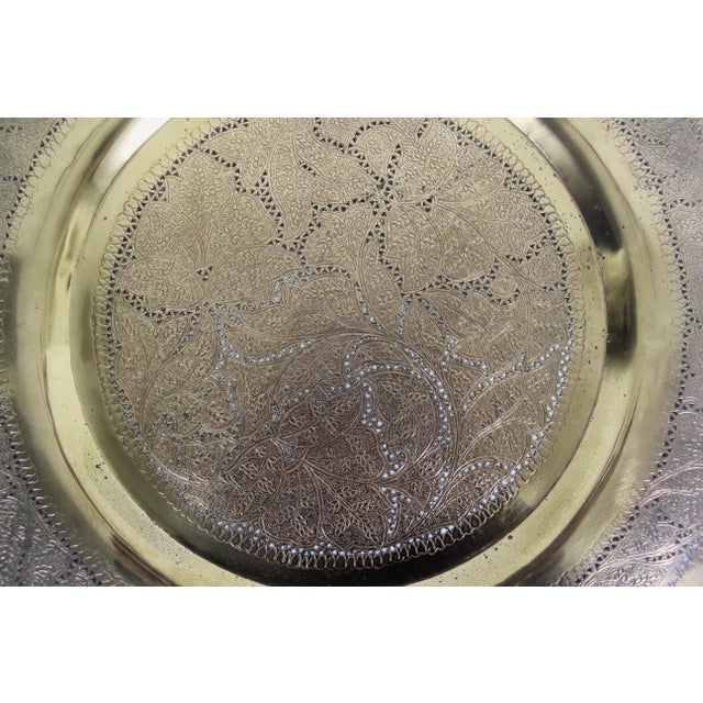 Copper Vintage 15” Pierced Chased Copper Tray Wall Plate For Sale - Image 8 of 8