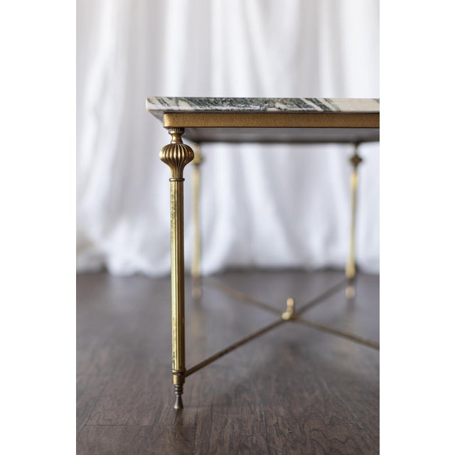 Stone Vintage Brass and Marble Rectangle Coffee Table For Sale - Image 7 of 12