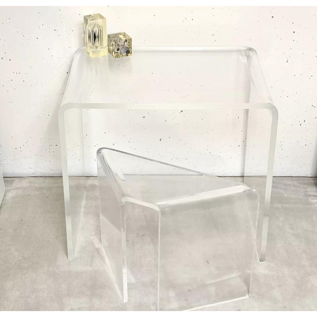 1970s Acrylic Glass Dressing Table with Stool, 1970, Set of 2 For Sale - Image 5 of 6