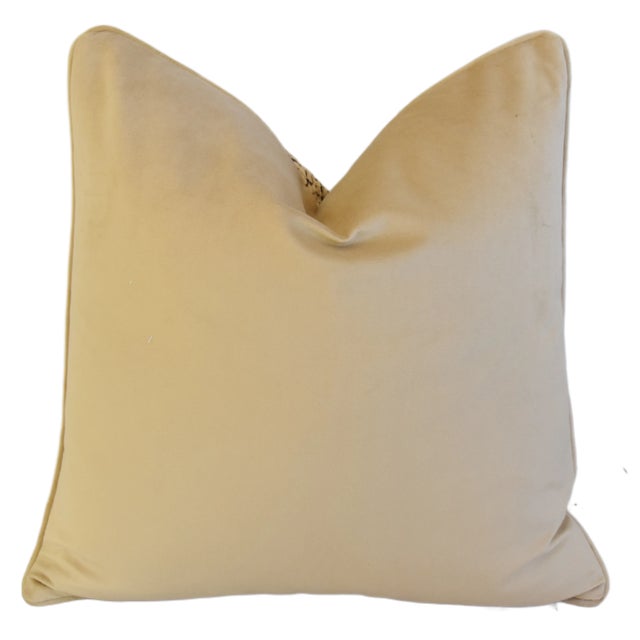 Big Cat Cheetah Leopard Velvet Feather/Down Pillow 23" Square For Sale - Image 4 of 5