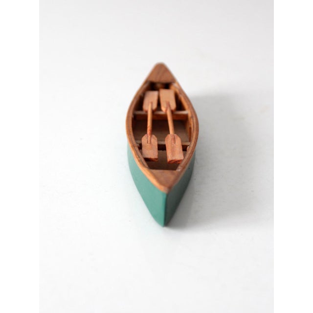 Mid-Century Handmade Wooden Canoe Model For Sale - Image 12 of 13
