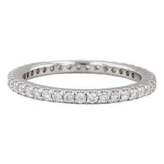 0.60ctw Diamond Eternity Wedding Band Stackable Anniversary Ring 14k White Gold, Size 6.5 For Sale