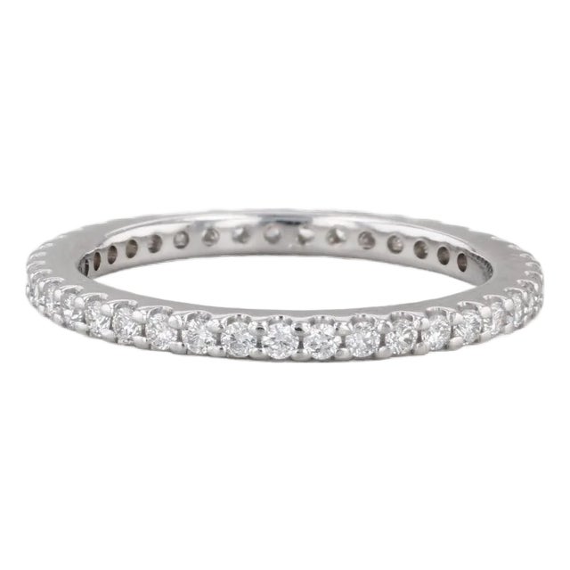 0.60ctw Diamond Eternity Wedding Band Stackable Anniversary Ring 14k White Gold, Size 6.5 For Sale