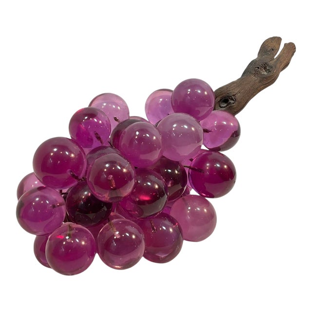 Vintage Mid-Century Large Glass Lucite Purple Grape Cluster For Sale