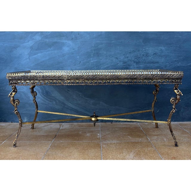 Neoclassical Bronze and Marble Coffee Table with Swan Motifs, 1940s For Sale - Image 13 of 13