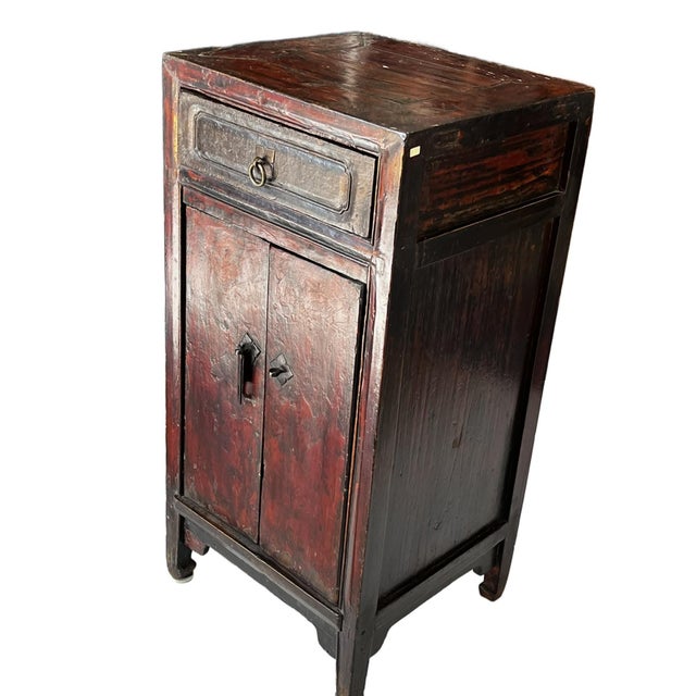 Chinese Antique Chinese Country Cabinet Night Stand With Patina For Sale - Image 3 of 8