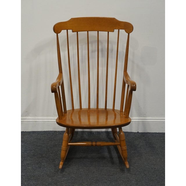 American Nichols & Stone Solid Hard Rock Maple Colonial Early American Windsor Rocking Chair For Sale - Image 3 of 9