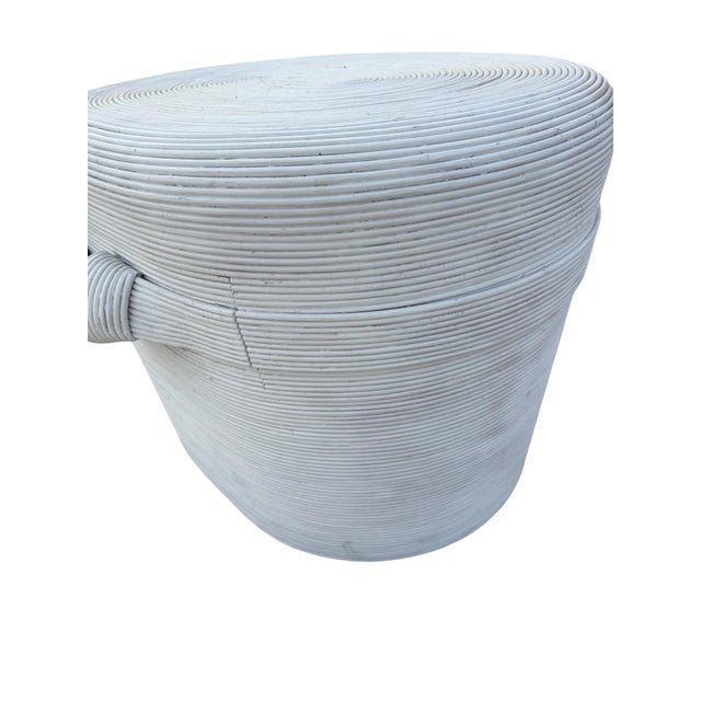 Vintage White Split Reed Side Table For Sale - Image 6 of 6