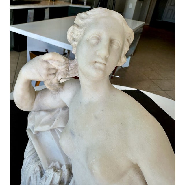 19th-Century Italian White Marble Sculpture Reclining Nymph Woman For Sale - Image 9 of 18