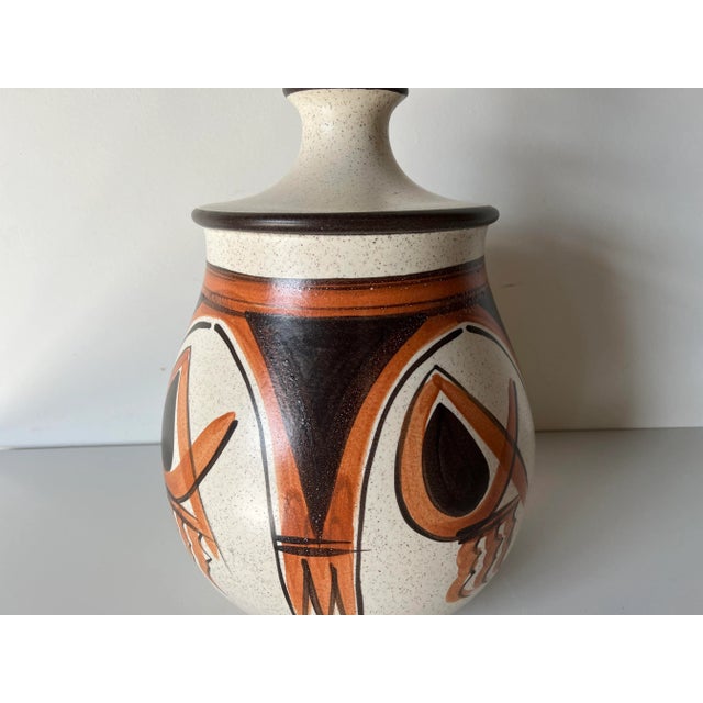 Available for sale this fantastic Mid-century Italian art hand - painted Owl motif decorative pottery table Lamp ....