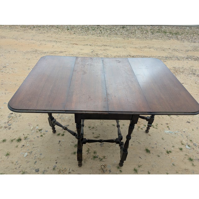 Mid-Century Modern Antique Gate Leg Drop Leaf Dining Table For Sale - Image 3 of 11