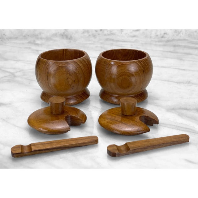 Mid-Century Modern Teak Cruet Serving Salt & Pepper Set For Sale - Image 9 of 12