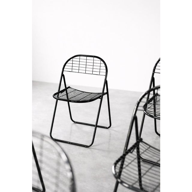 Vintage Swedish Black Metal Åland Chairs by Niels Gammelgaard for Ikea, 1980s, Set of 5 For Sale - Image 15 of 18