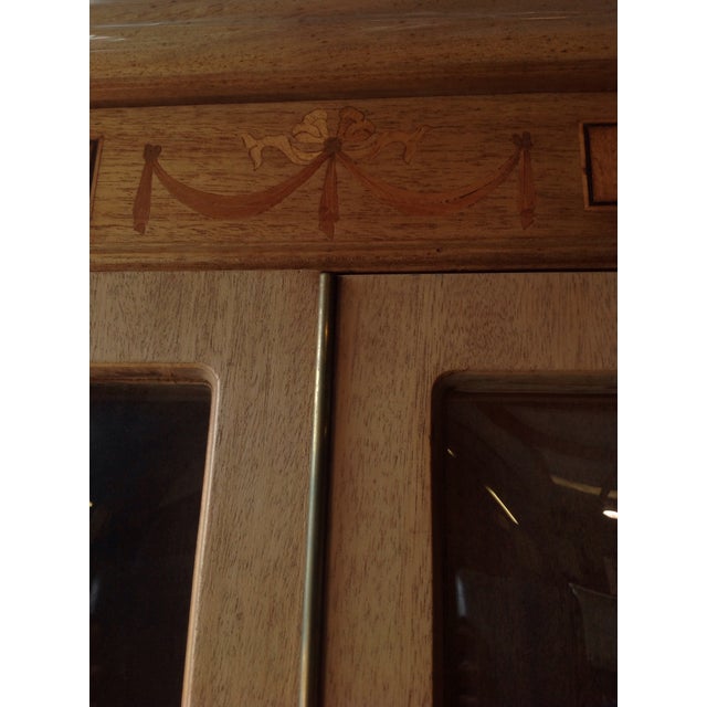 Art Deco Mid 18th Century Cabinet With Curved Glass Doors and Drop Down Butler's Desk For Sale - Image 3 of 12