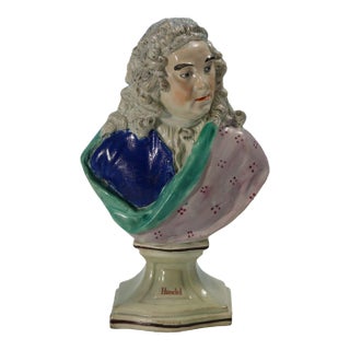 Staffordshire Pearlware Bust of the Composer Handel For Sale