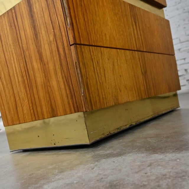 Vintage Modern Rosewood & Brass Plate Wardrobe or Chifforobe by Milo Baughman Thayer Coggin For Sale - Image 10 of 18