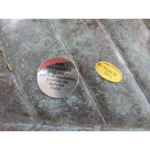 Vintage Maitland-Smith Verde Green Brass Pointed Leaf Centerpiece Tray For Sale - Image 9 of 9