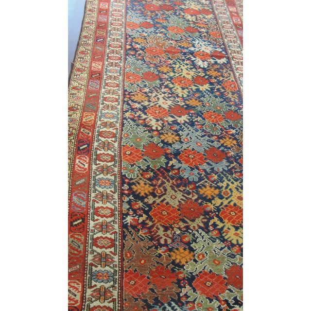 Blue Antique Persian Bakhtiari Runner, Most Unusual 3'6" × 15'2" For Sale - Image 8 of 8
