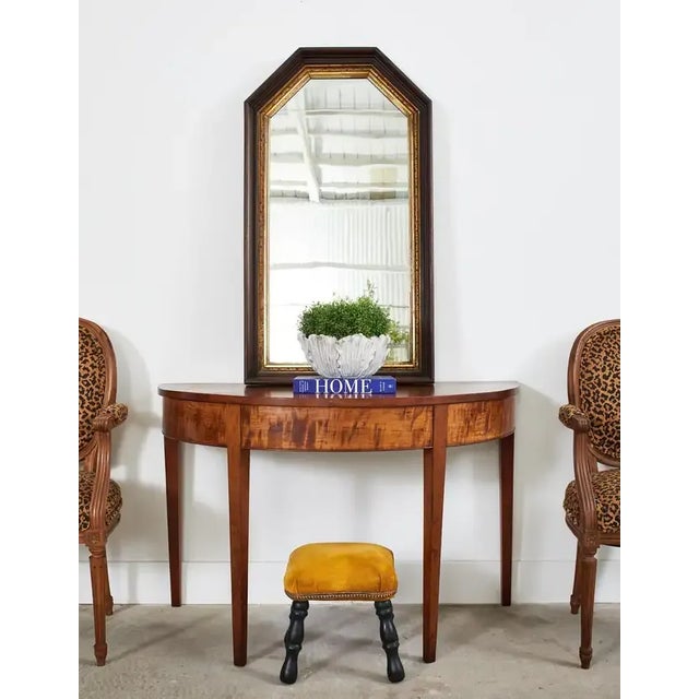 Charming diminutive English Victorian style stool or footstool featuring a festive marigold velvet color upholstery. The...