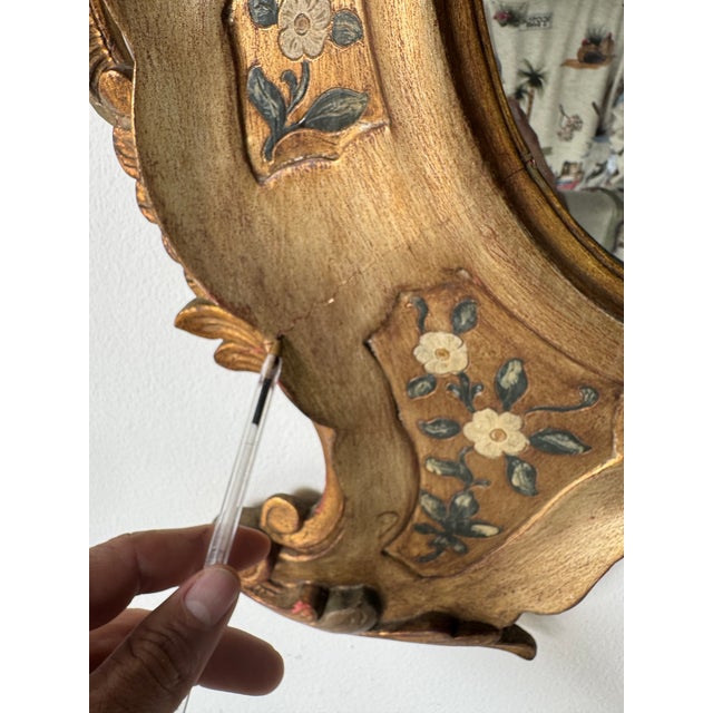 1960’s Italian Hollywood Regency Carved Wood Gilt Wall Mirror For Sale - Image 11 of 12