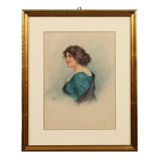 Vincenzo Migliaro, Portrait, Watercolor, Framed For Sale