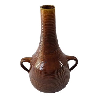 French Brown Ceramic Vase from Accolay, 1960s For Sale