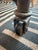 Metal Vintage Restoration “Flatiron” Dining Table Reclaimed Elm Barn Wood Door & Iron Trestle/Casters For Sale - Image 7 of 12