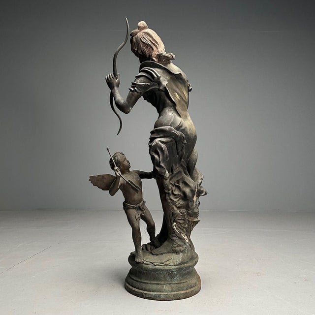 Patinated Bronze Outdoor Statue, Venus and Cupid, Lifesize Sculpture ...