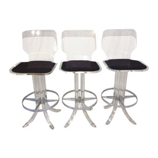 Vintage Acrylic Bar Stools - Set of 3 For Sale