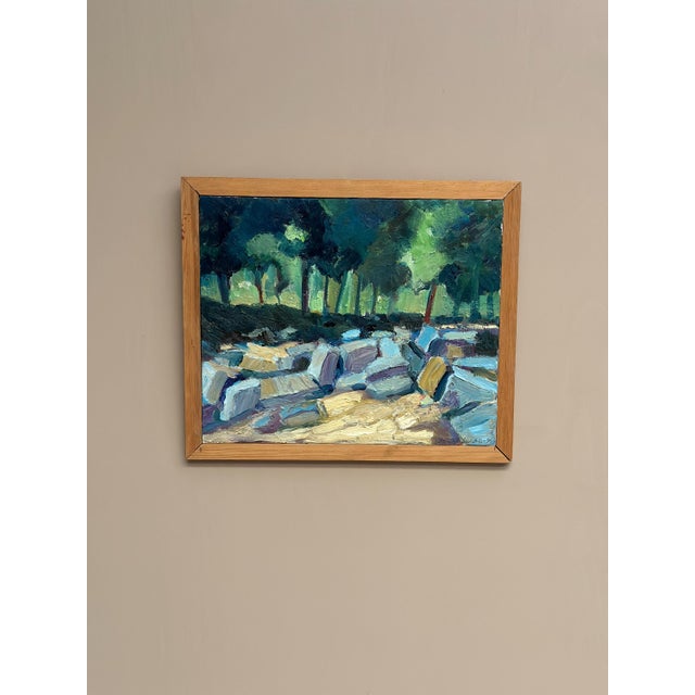Original Swedish Oil on Canvas – “Landscape Composition” by Jarl Lindblad – Signed and Dated 1998 – Framed – 43.5 × 51 cm...
