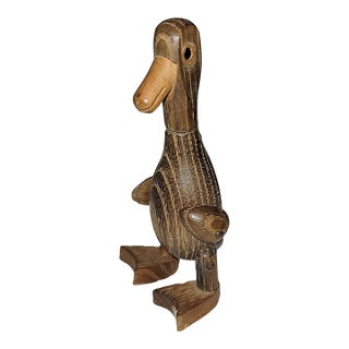 Japanese 1959 Wony Articulating Carved Wooden Duck Figurine For Sale