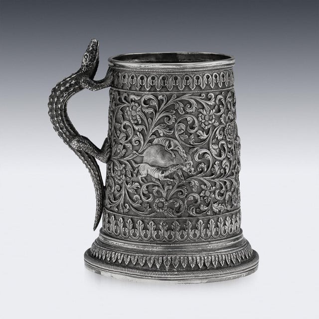 19th Century Antique Indian Kutch Silver Mug, 1890 For Sale - Image 5 of 18