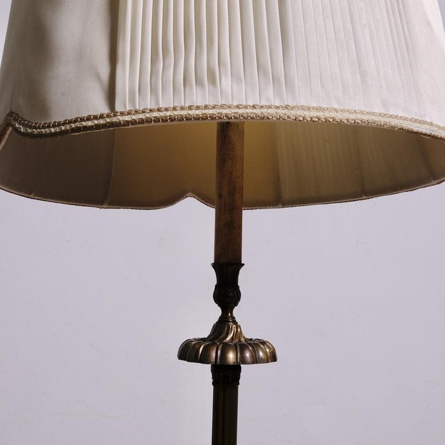 Brass Floor Lamp with 3 Light Point Fabric Lampshade, 1950s For Sale - Image 13 of 18