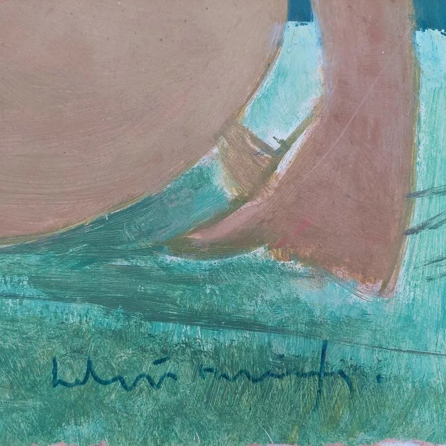 Blonde. 1996. Oil on cardboard, 83x90 cm this depiction of blonde young nude woman on dark green background and turquoise...