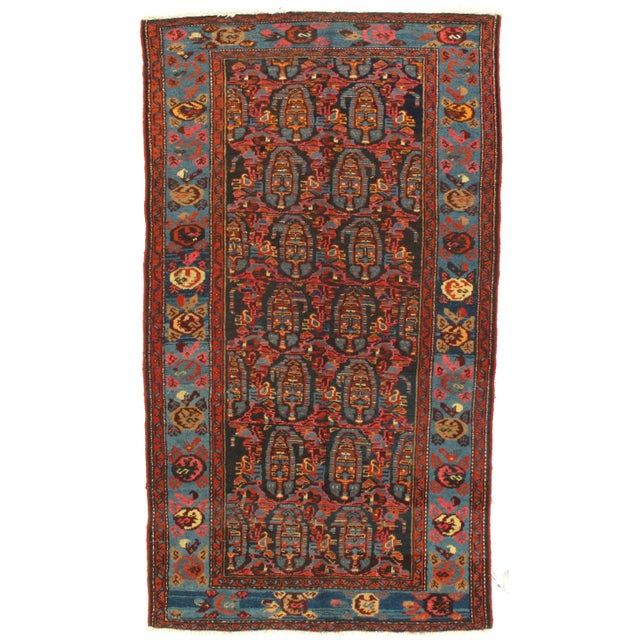 1900 - 1909 Early 20th Century Antique Persian Hamadan Rug - 3′6″ × 6′3" For Sale - Image 5 of 5
