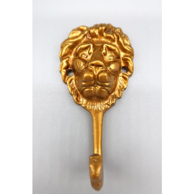 Metal Pair of Vintage Lion Wall Hooks For Sale - Image 7 of 7