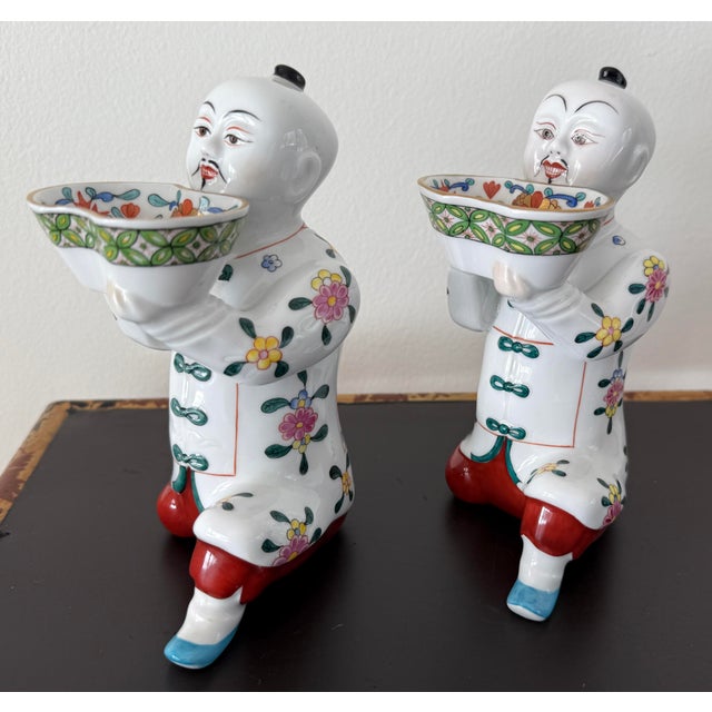 Set/2 Herend Lg Chinese Man Kneeling Salt Cellars For Sale - Image 10 of 10