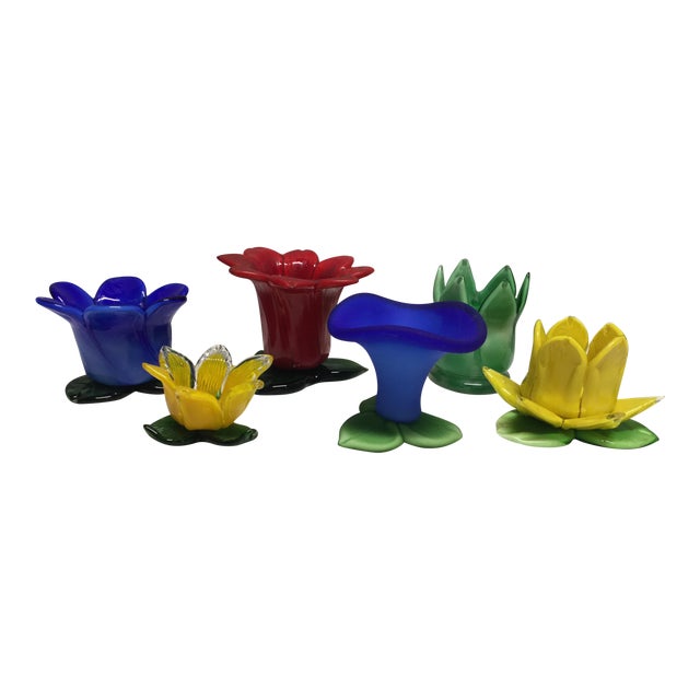 Vintage Italian Glass Flower Candle Holders Set of 6 Chairish