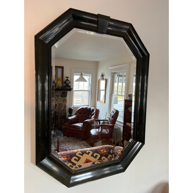 Bernhardt Vintage Bernhardt Lacquered Octagonal Beveled Mirror Karl Springer Style For Sale - Image 4 of 10
