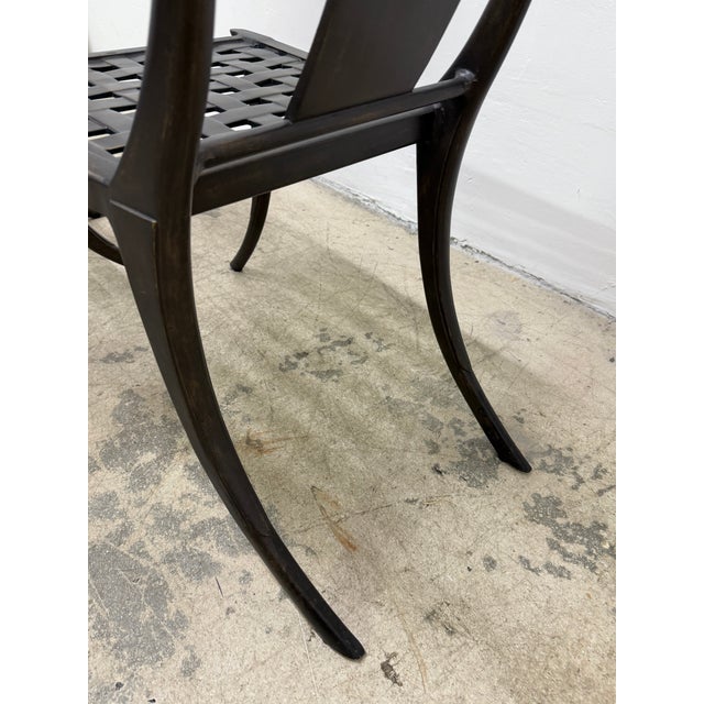 Michael Taylor Bronzed Klismos Garden Chairs With Leather Cushions, 1990s For Sale - Image 17 of 18