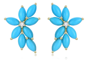 Nina Zhou 2.14ctw Turquoise & Diamond Cluster Earrings in 14k Gold