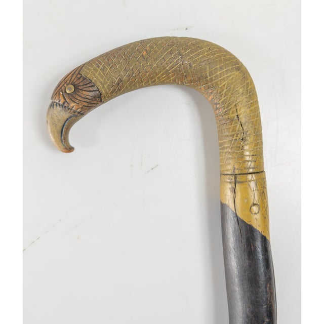 19th Century American Folk Art Carved Bird Eagle Head Cane or Walking Stick For Sale In New York - Image 6 of 18