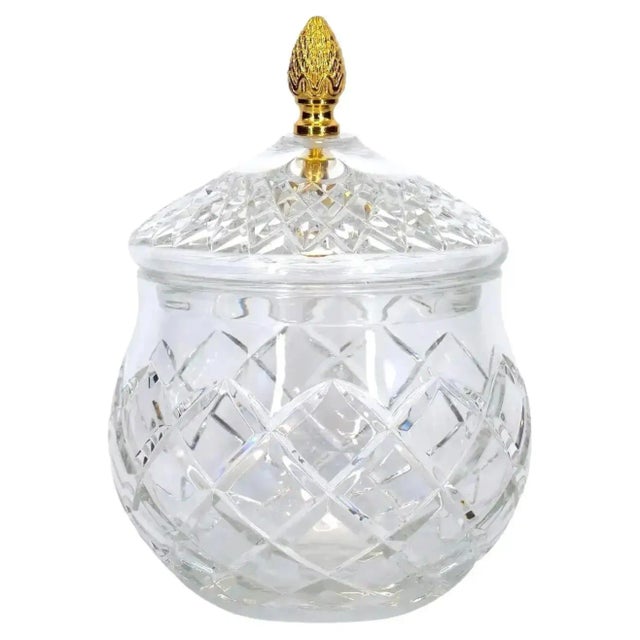 French Cut Crystal / Brass Covered Finial Serving Piece For Sale - Image 10 of 10