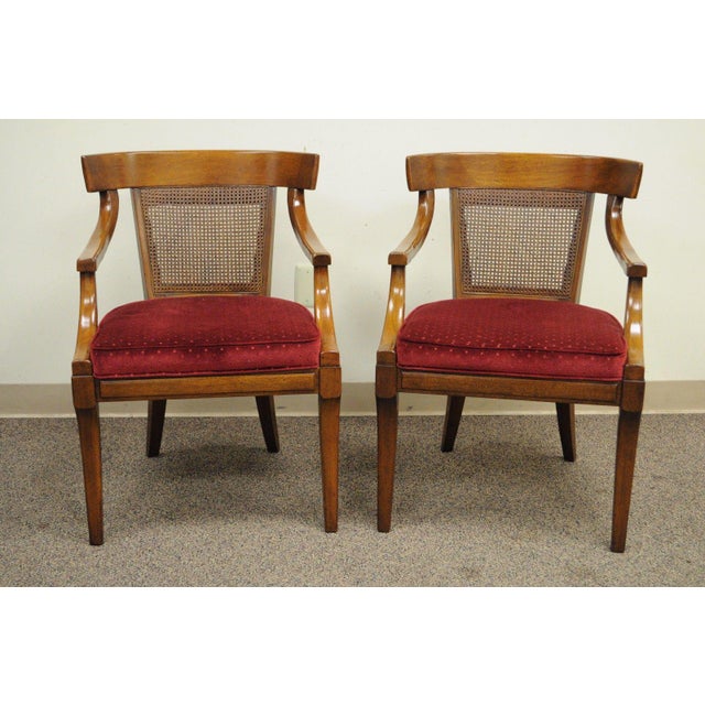 Pair Vintage Regency Curved Cane Back Solid Mahogany Saber Leg Dining