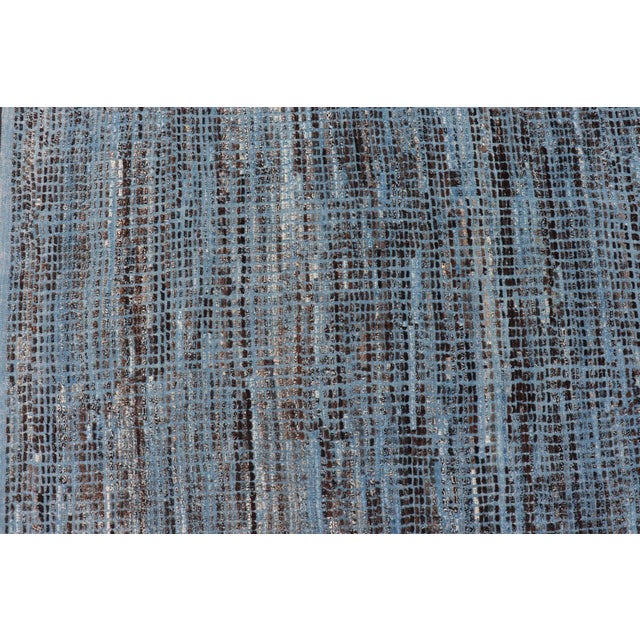 Hi-Low Textured Rug by Keivan Woven Arts, Blue & Charcoal 10'3 X 13'8 For Sale - Image 9 of 16