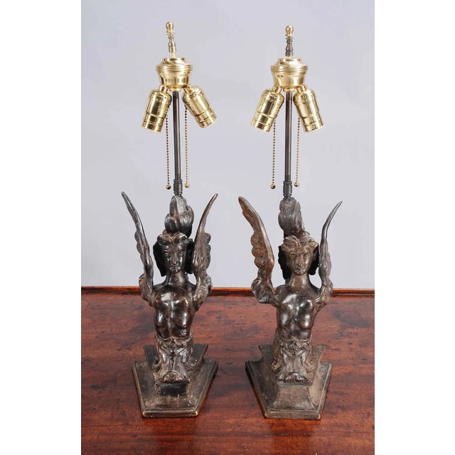 Bronze Late 19th Century Bronze Sculpture Lamps - a Pair For Sale - Image 8 of 8
