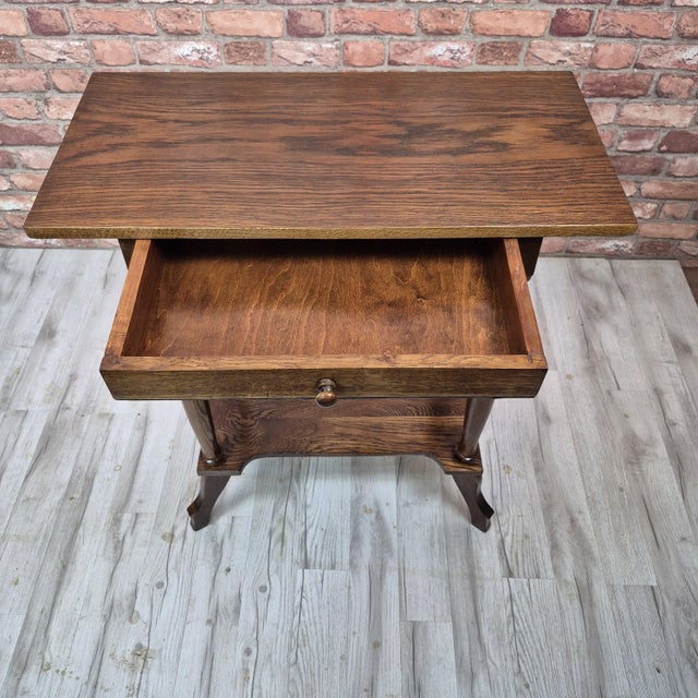 Antique Oak Side Table with Drawer, 1900s For Sale - Image 3 of 10