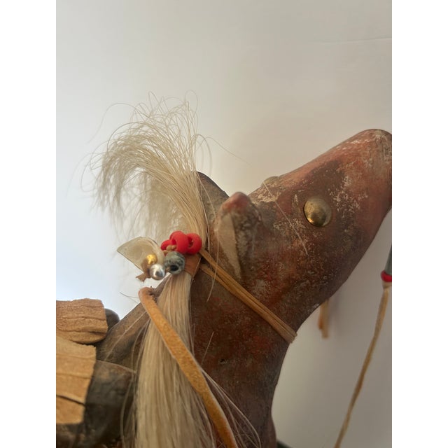 1990s Signed Farrell Cockrum Native American Horse Sculpture | Blackfeet Mixed Media Clay Artwork For Sale - Image 11 of 16