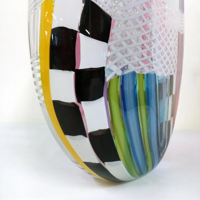 Blue Jeffrey P’an Signature Art Glass Vase - 2008 For Sale - Image 8 of 10