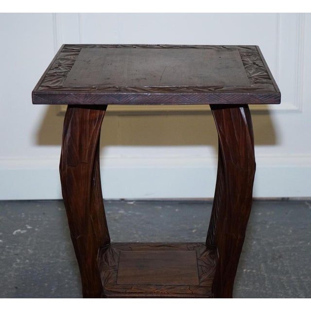 Hand Carved Occasional Side End Lamp Wine Table from Libertys London, 1950s For Sale - Image 6 of 15